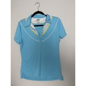 Callaway Women's Opti-Dri Polo Blue White Green, Size Large Golf Tennis